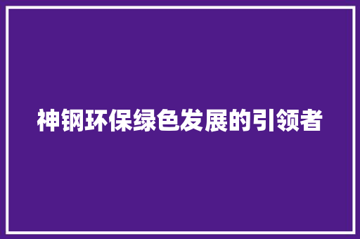 神钢环保绿色发展的引领者