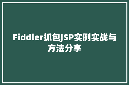 Fiddler抓包JSP实例实战与方法分享