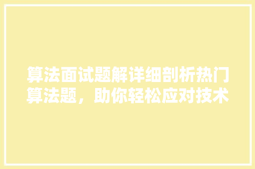 算法面试题解详细剖析热门算法题，助你轻松应对技术挑战