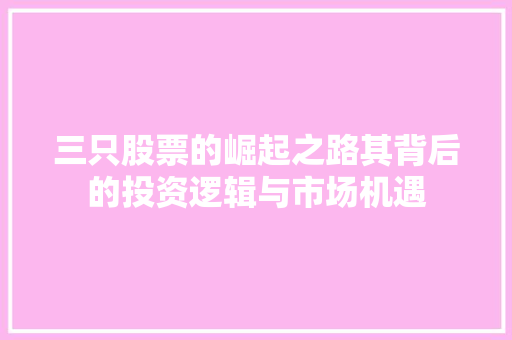 三只股票的崛起之路其背后的投资逻辑与市场机遇