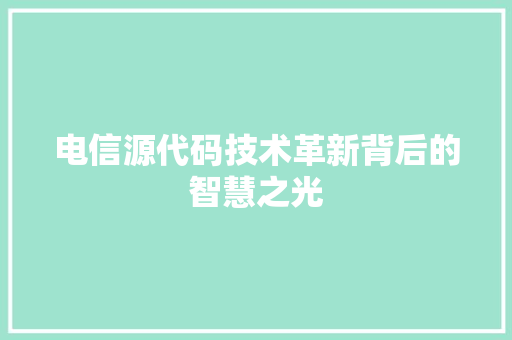 电信源代码技术革新背后的智慧之光