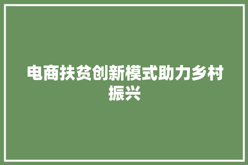 电商扶贫创新模式助力乡村振兴