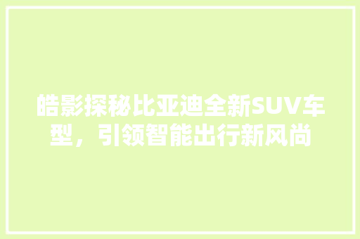 皓影探秘比亚迪全新SUV车型，引领智能出行新风尚