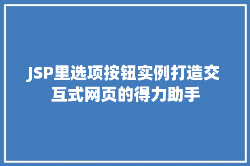 JSP里选项按钮实例打造交互式网页的得力助手