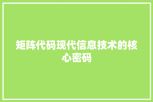 矩阵代码现代信息技术的核心密码