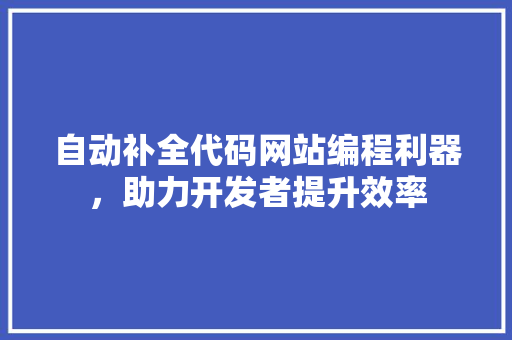 自动补全代码网站编程利器，助力开发者提升效率