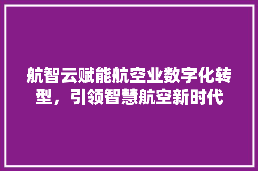 航智云赋能航空业数字化转型，引领智慧航空新时代