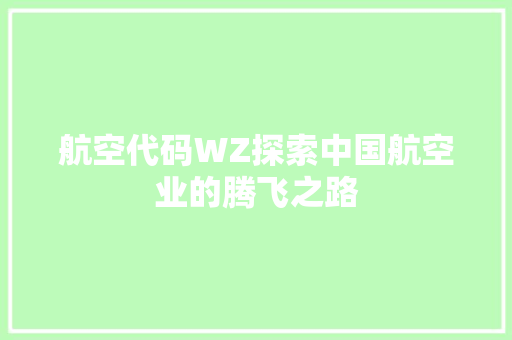 航空代码WZ探索中国航空业的腾飞之路