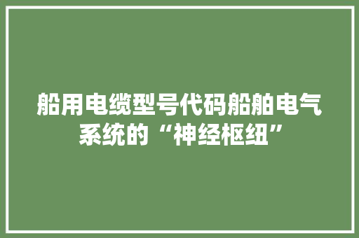 船用电缆型号代码船舶电气系统的“神经枢纽”