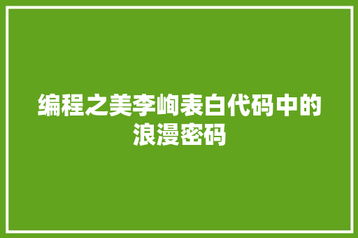 编程之美李峋表白代码中的浪漫密码