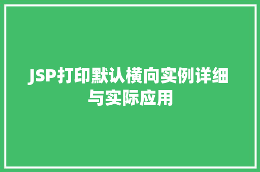 JSP打印默认横向实例详细与实际应用