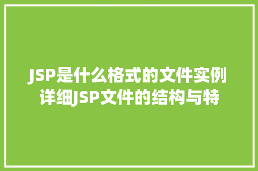 JSP是什么格式的文件实例详细JSP文件的结构与特