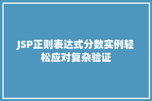 JSP正则表达式分数实例轻松应对复杂验证