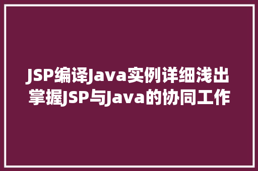 JSP编译Java实例详细浅出掌握JSP与Java的协同工作