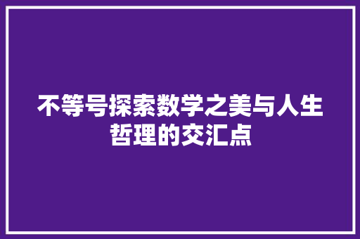 不等号探索数学之美与人生哲理的交汇点