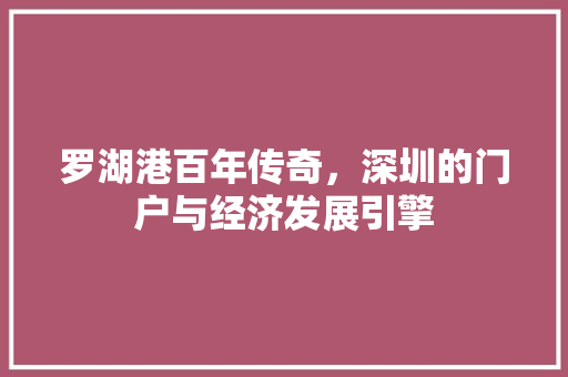 罗湖港百年传奇，深圳的门户与经济发展引擎