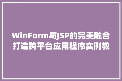 WinForm与JSP的完美融合打造跨平台应用程序实例教程 第1张 WinForm与JSP的完美融合打造跨平台应用程序实例教程 第1张