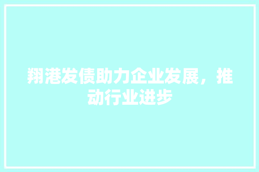 翔港发债助力企业发展，推动行业进步