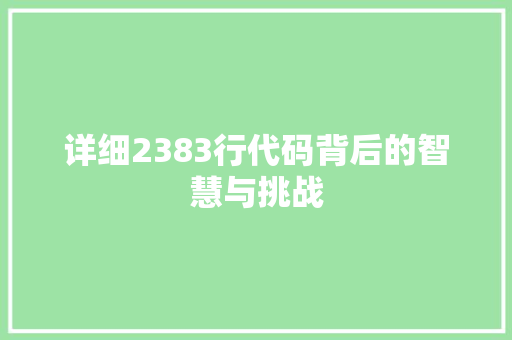 详细2383行代码背后的智慧与挑战