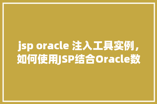 jsp oracle 注入工具实例，如何使用JSP结合Oracle数据库进行注入攻击工具实例介绍