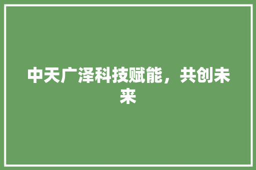 中天广泽科技赋能，共创未来