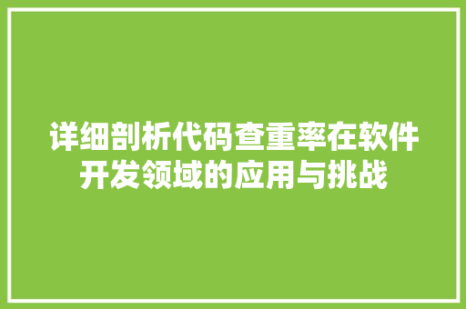 详细剖析代码查重率在软件开发领域的应用与挑战