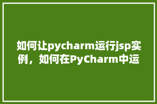 如何让pycharm运行jsp实例,如何在PyCharm中运行JSP实例