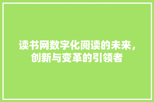 读书网数字化阅读的未来，创新与变革的引领者