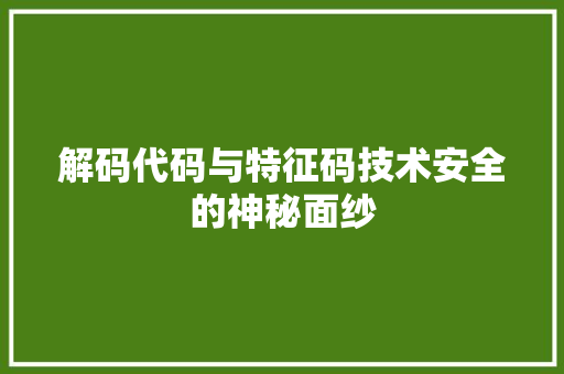 解码代码与特征码技术安全的神秘面纱