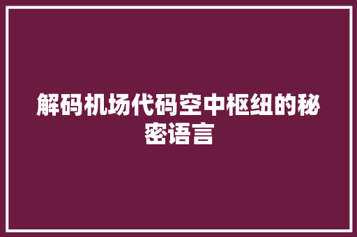 解码机场代码空中枢纽的秘密语言
