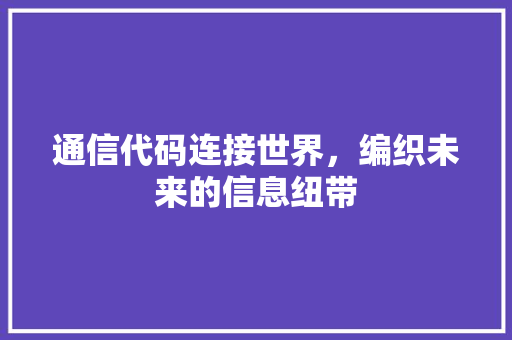 通信代码连接世界，编织未来的信息纽带