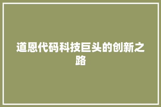 道恩代码科技巨头的创新之路