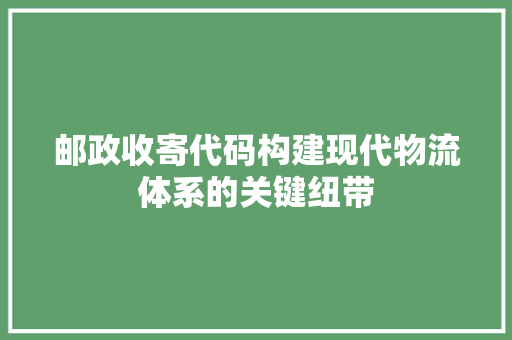 邮政收寄代码构建现代物流体系的关键纽带