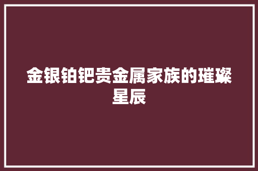 金银铂钯贵金属家族的璀璨星辰