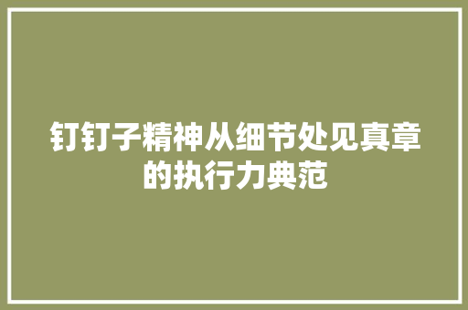钉钉子精神从细节处见真章的执行力典范
