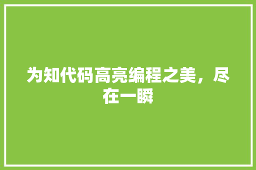 为知代码高亮编程之美，尽在一瞬