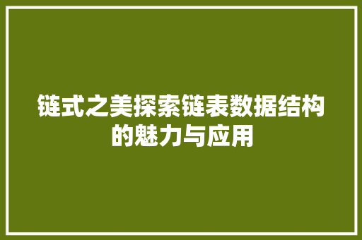 链式之美探索链表数据结构的魅力与应用