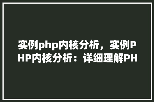 实例php内核分析，实例PHP内核分析：详细理解PHP运行机制