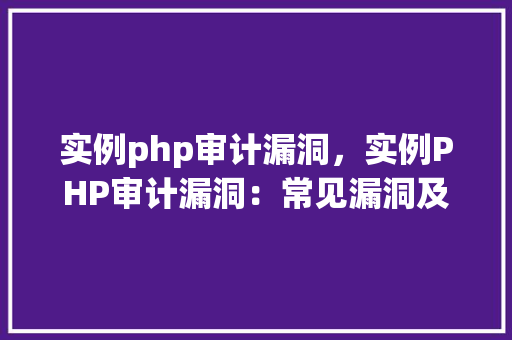 实例php审计漏洞，实例PHP审计漏洞：常见漏洞及修复方法详解
