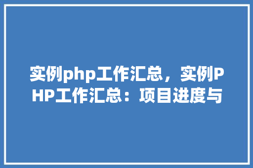 实例php工作汇总，实例PHP工作汇总：项目进度与成果展示