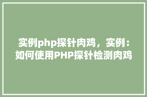 实例php探针肉鸡，实例：如何使用PHP探针检测肉鸡