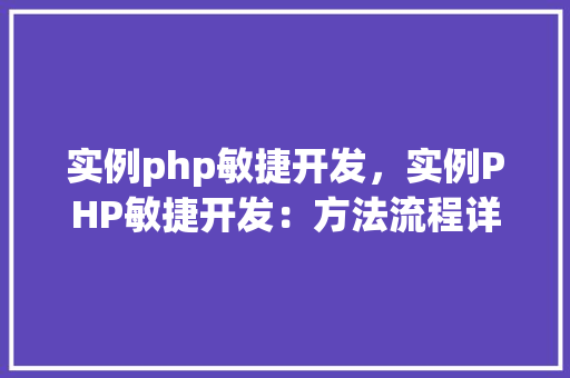 实例php敏捷开发，实例PHP敏捷开发：方法流程详解