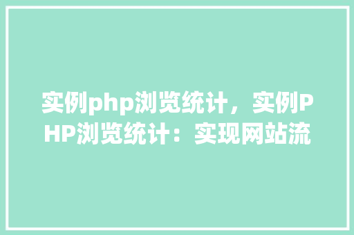 实例php浏览统计，实例PHP浏览统计：实现网站流量监控全介绍