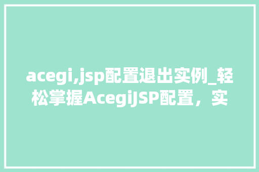 acegi,jsp配置退出实例_轻松掌握AcegiJSP配置，实例退出不再头疼