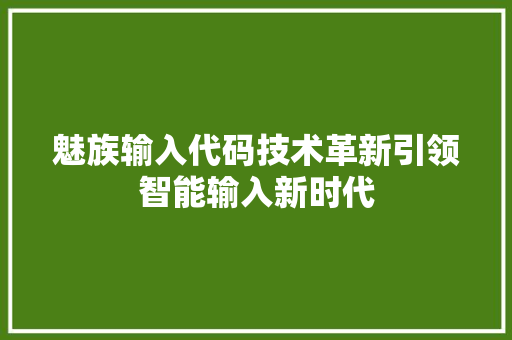 魅族输入代码技术革新引领智能输入新时代