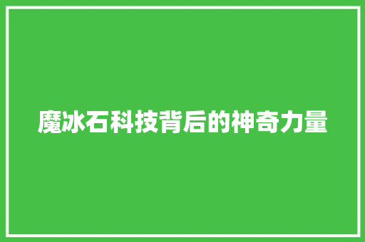 魔冰石科技背后的神奇力量