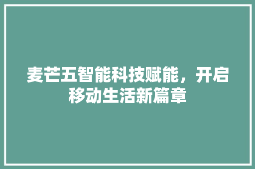 麦芒五智能科技赋能，开启移动生活新篇章
