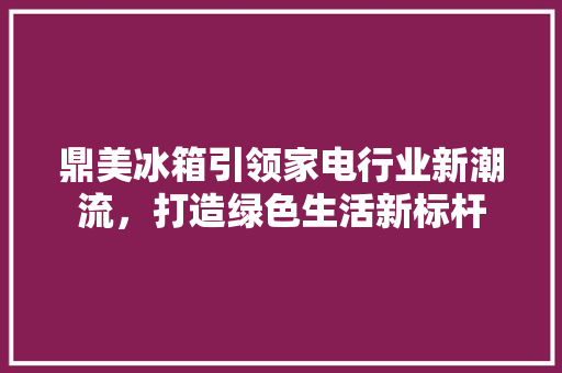 鼎美冰箱引领家电行业新潮流，打造绿色生活新标杆