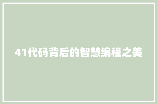 41代码背后的智慧编程之美