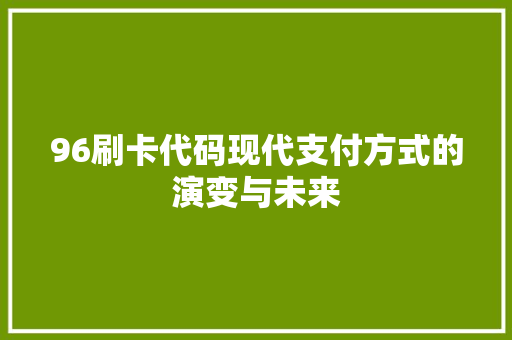 96刷卡代码现代支付方式的演变与未来